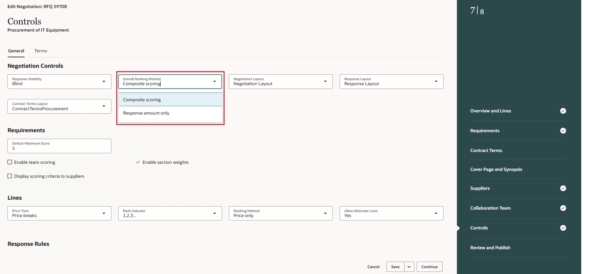 Controls guided process page- Click on ‘Overall Ranking Method- Composite scoring‘