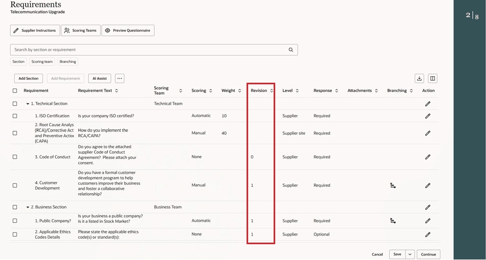 Uptake latest revision drawer shows the latest revision