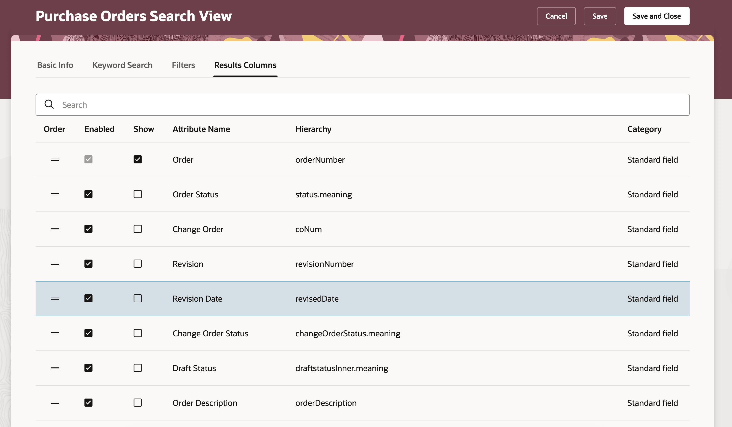 Configure Search View