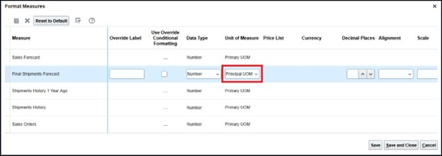 Format Measures Dialog Box