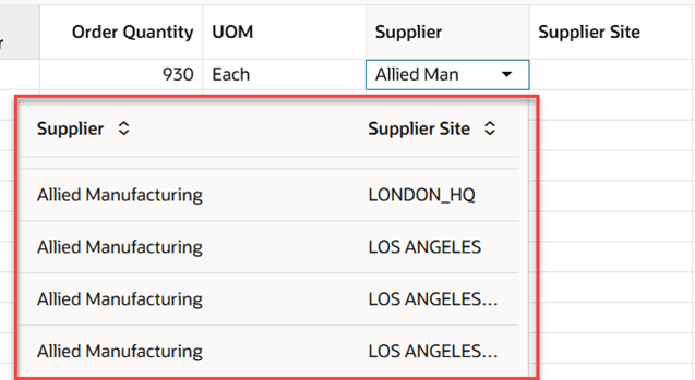 Supplier and Supplier Site List of Values Prior to the 26A Update