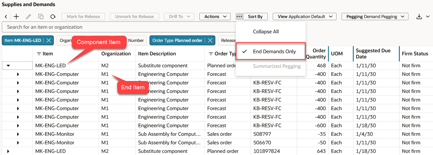 Example Showing Only End Demands