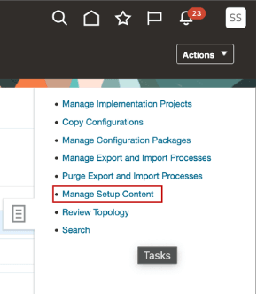 Manage Setup Content Option