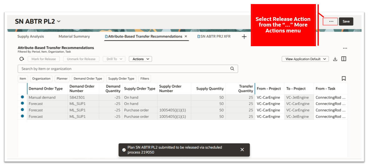 Release from Attribute-Based Transfer Recommendations