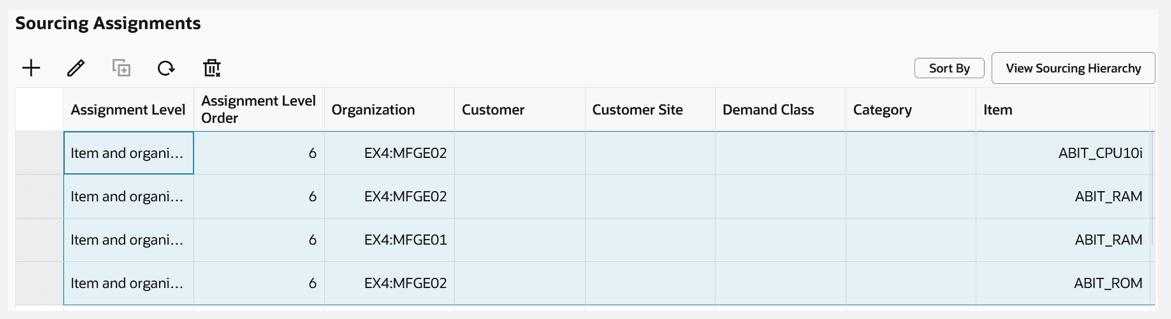 Select Multiple Sourcing Assignment Levels