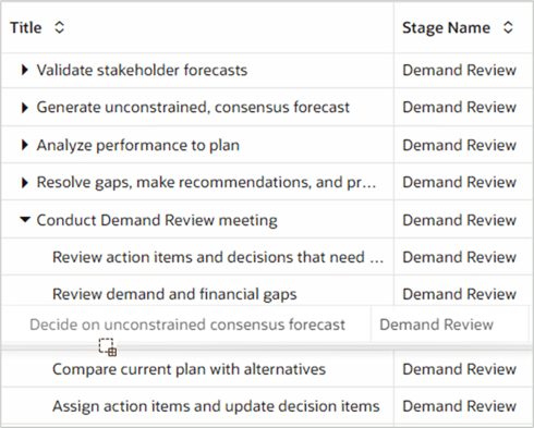 Drag and Drop an Activity Row in a Stage