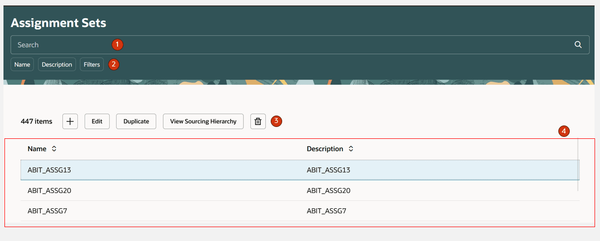Assignment Sets Page