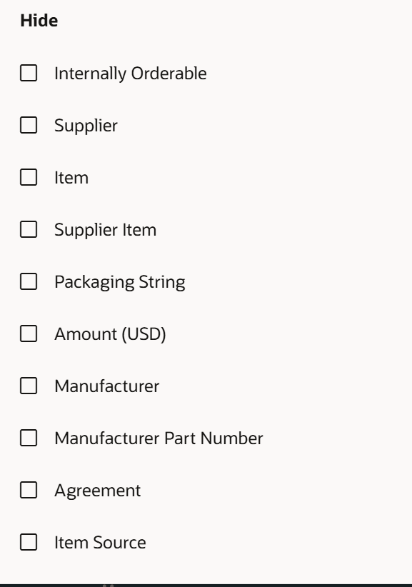 Additional Columns available in the Shopping List Table