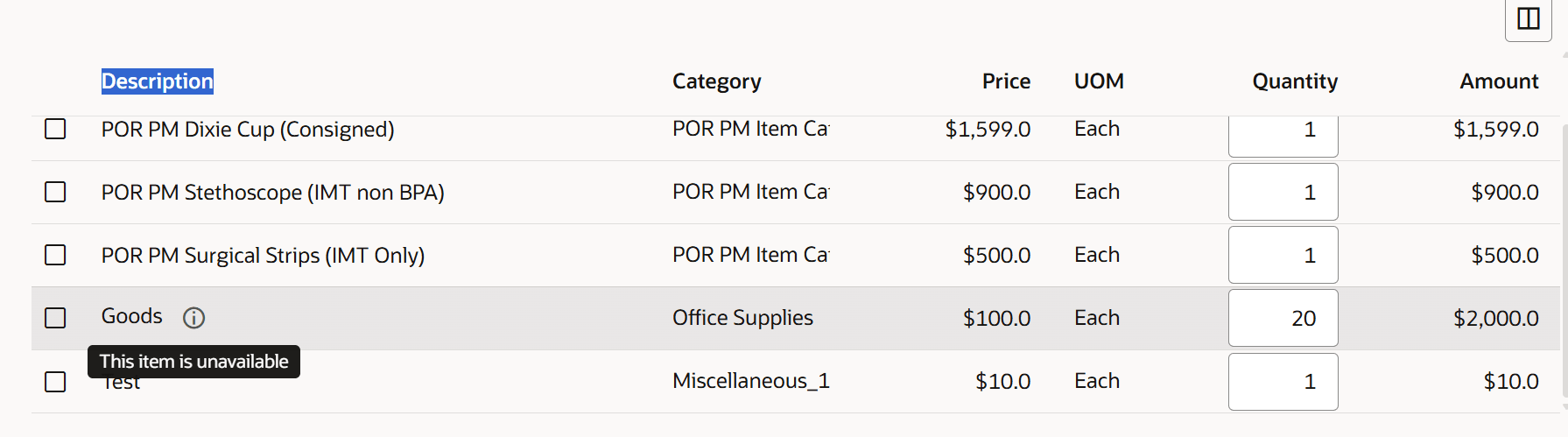 Item Unavailable Indicator in the Shopping List