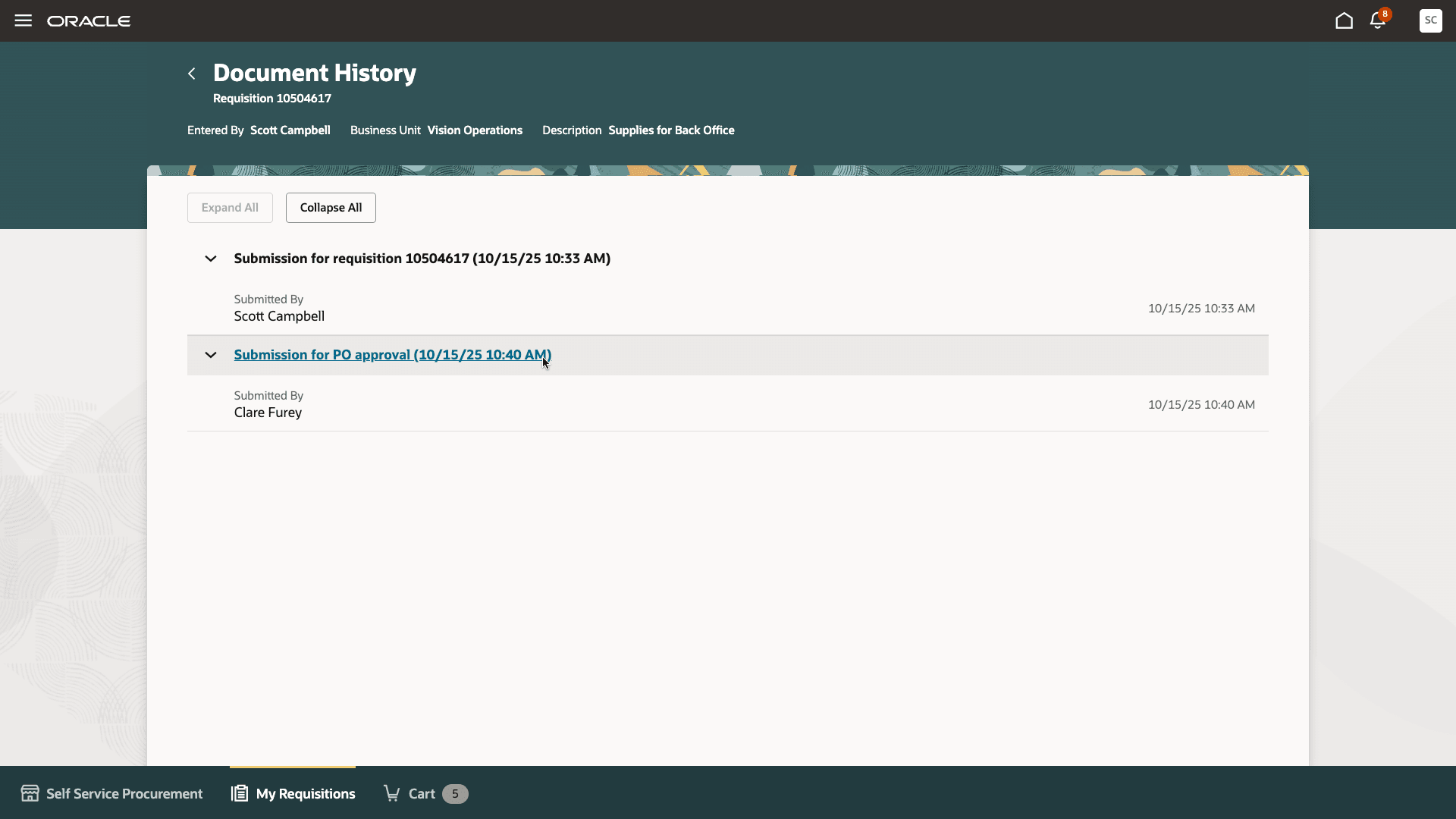 View Purchase Order Approvers