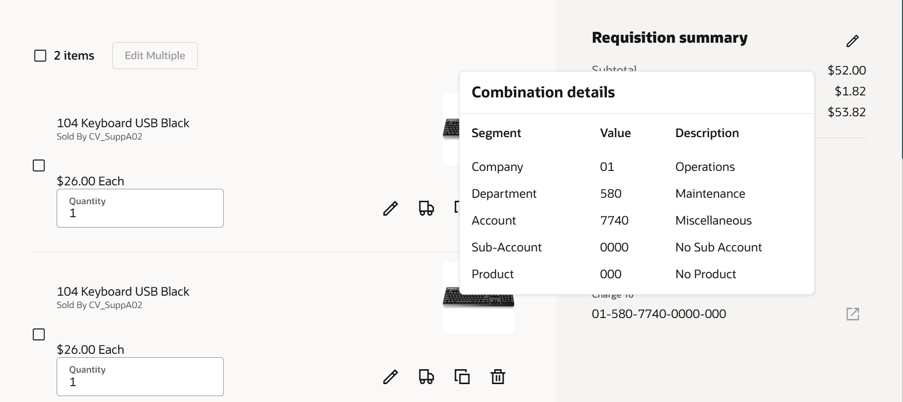 Charge Account Segment Descriptions