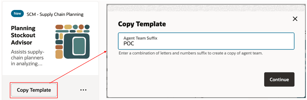 Template Named Planning Stockout Advisor in AI Agent Studio