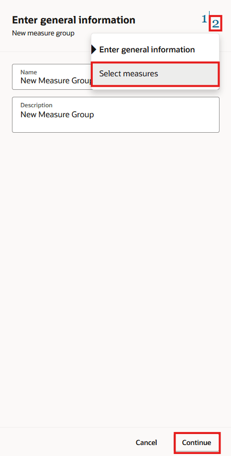 Navigation Options in Enter General Information Step