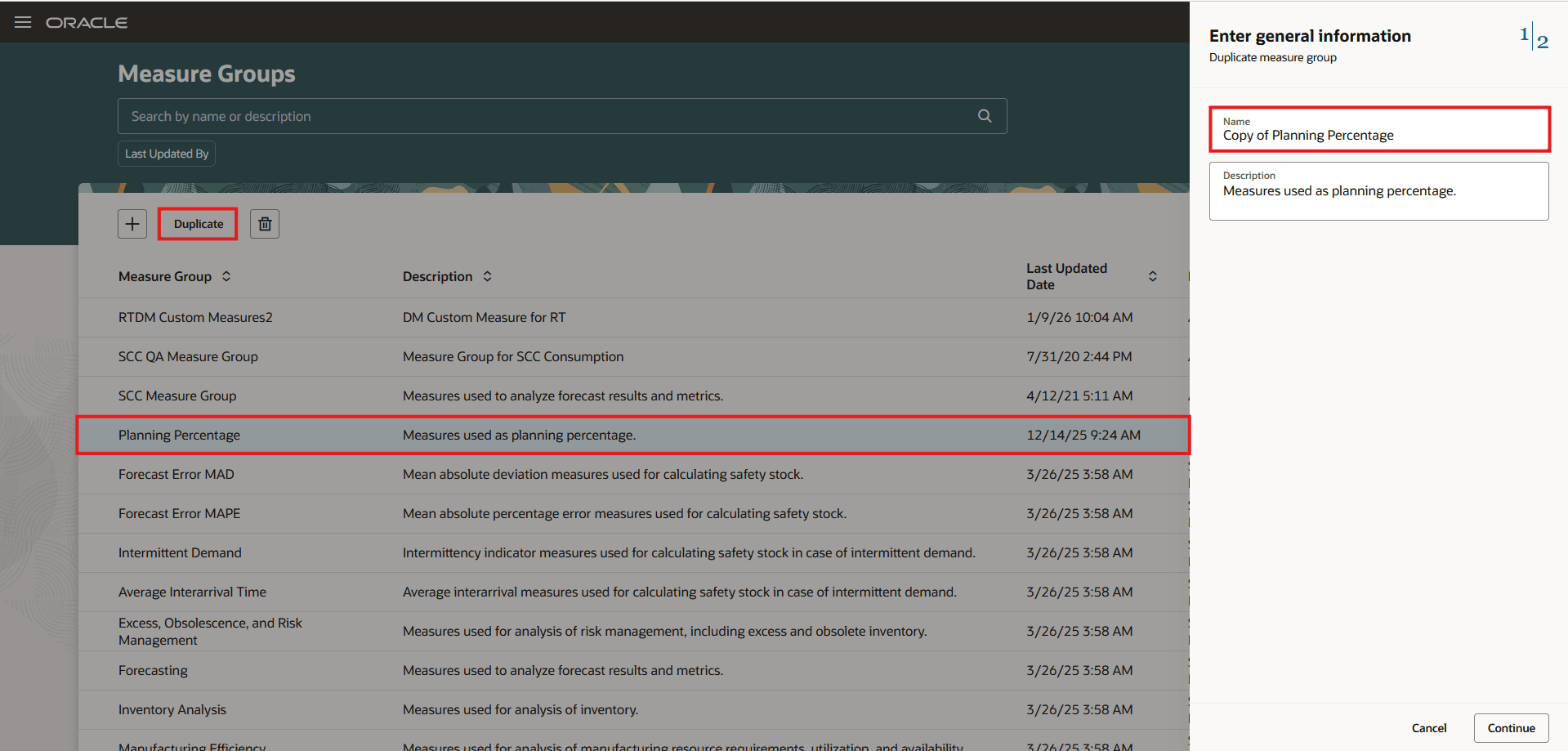 Guided Process for Duplicating Measure Group