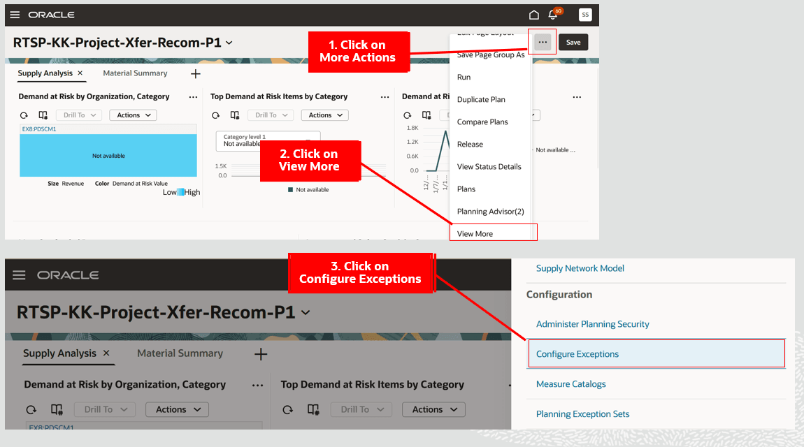 Navigate to the Configure Exceptions Page