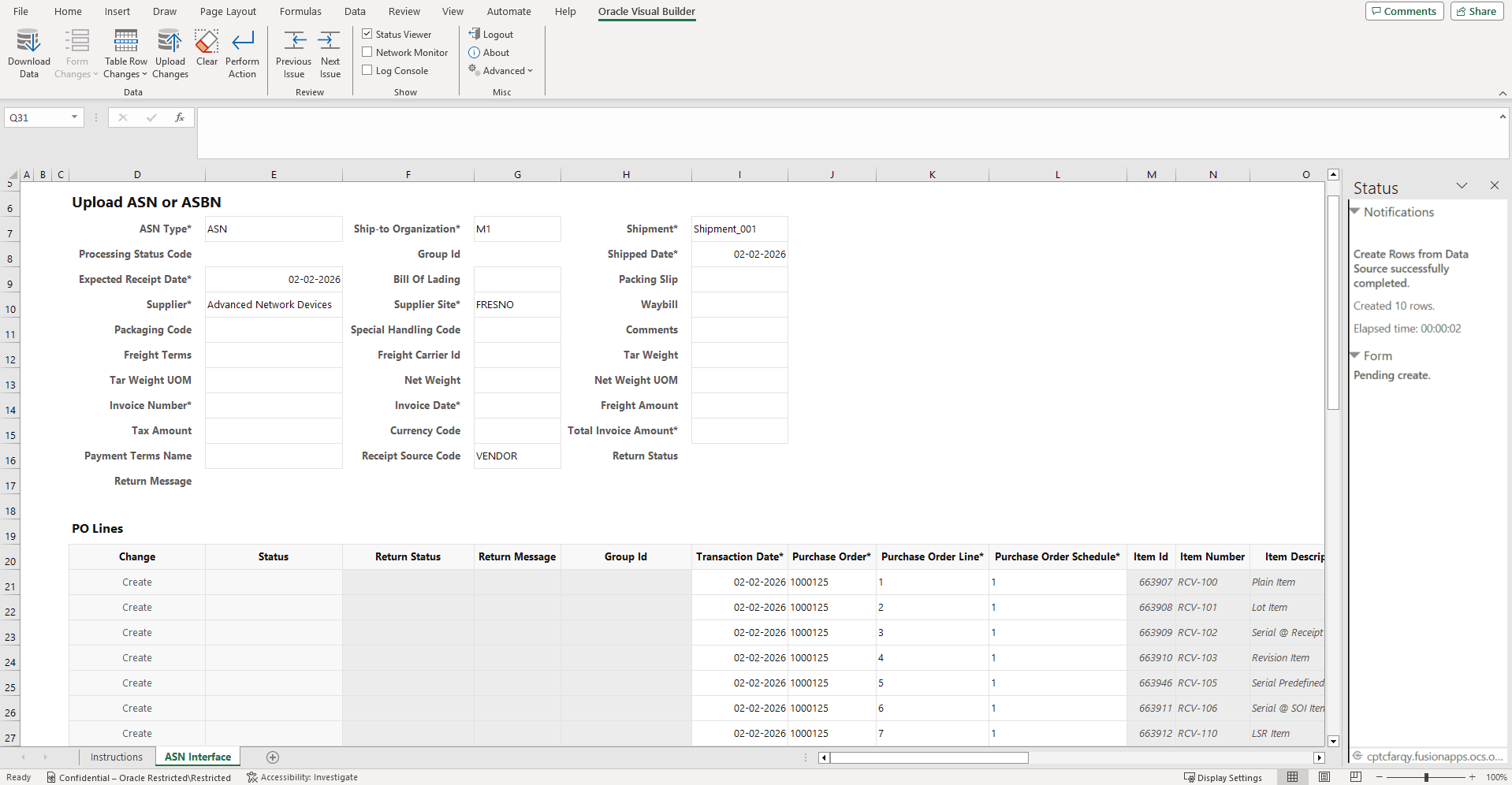 Upload ASN or ASBN Using Spreadsheet