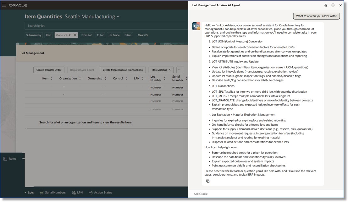Lot Management Advisor