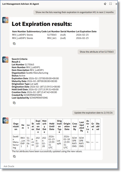 Lot Expiration and Attribute Update agents