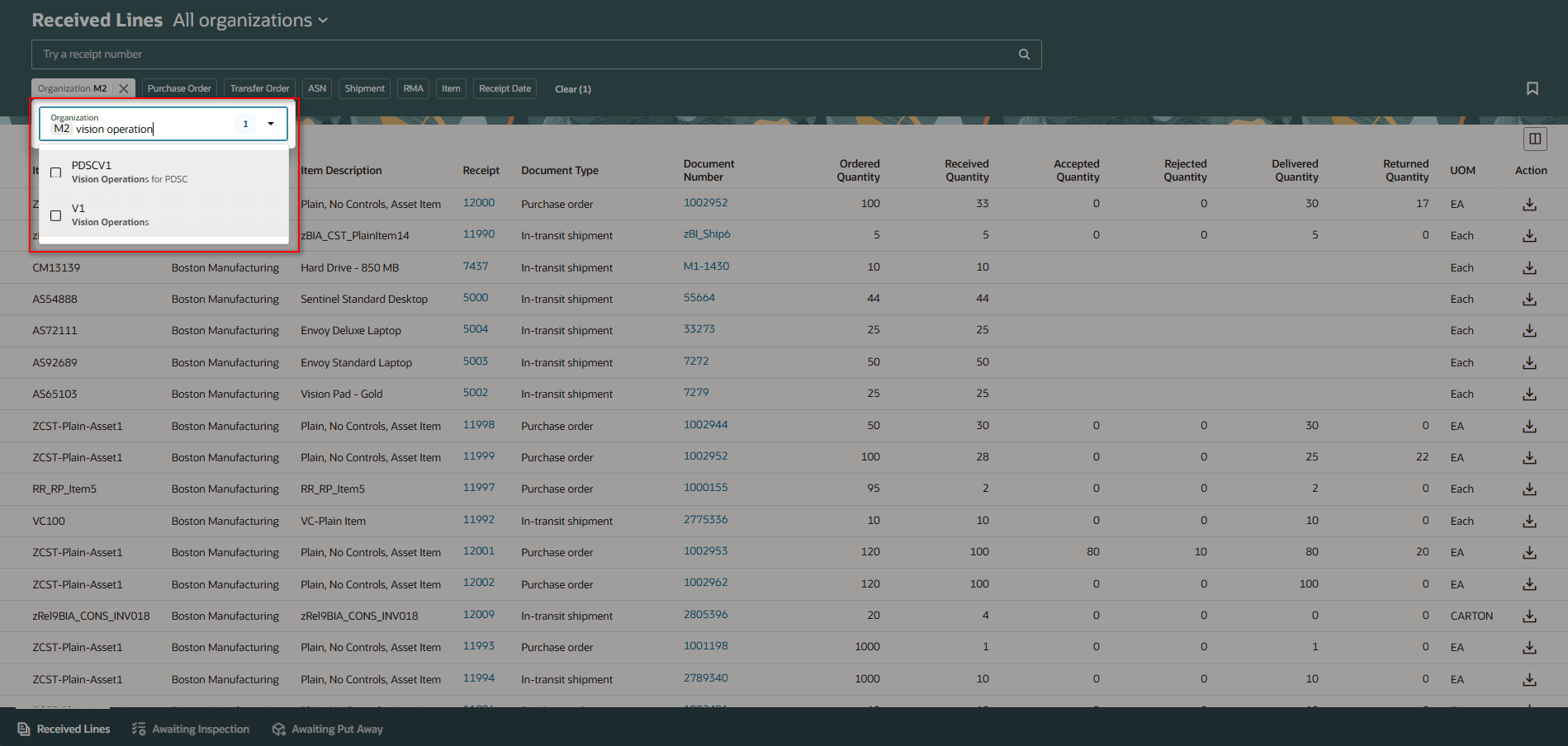 Search by Org name or code