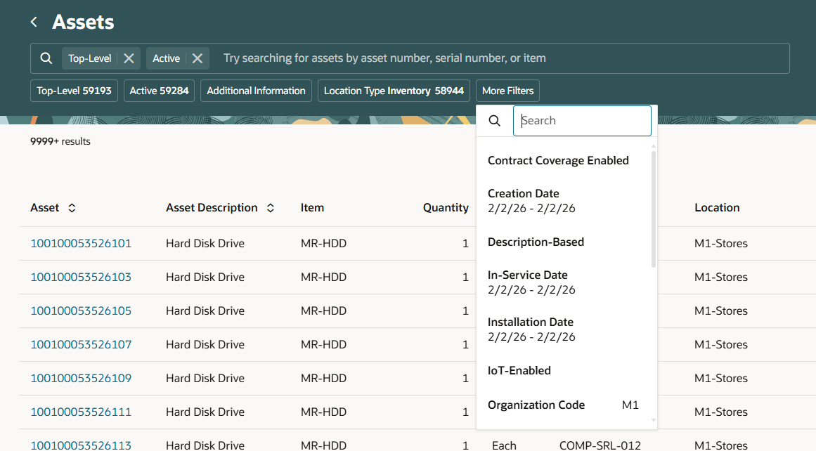 Asset Information Management Smart Search and Filters Component