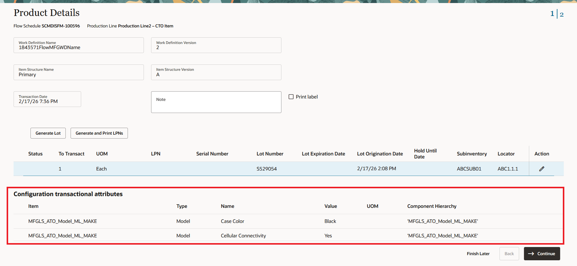 Review Transactional Item Attributes in Product Details