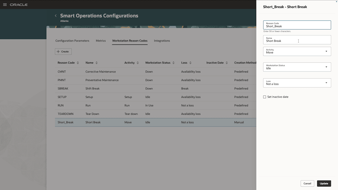 Map a resource activity to a workstation status change reason