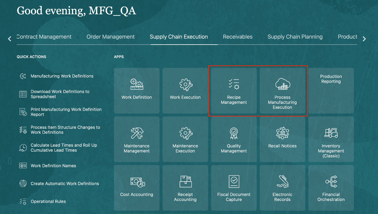 New application tiles for process manufacturing