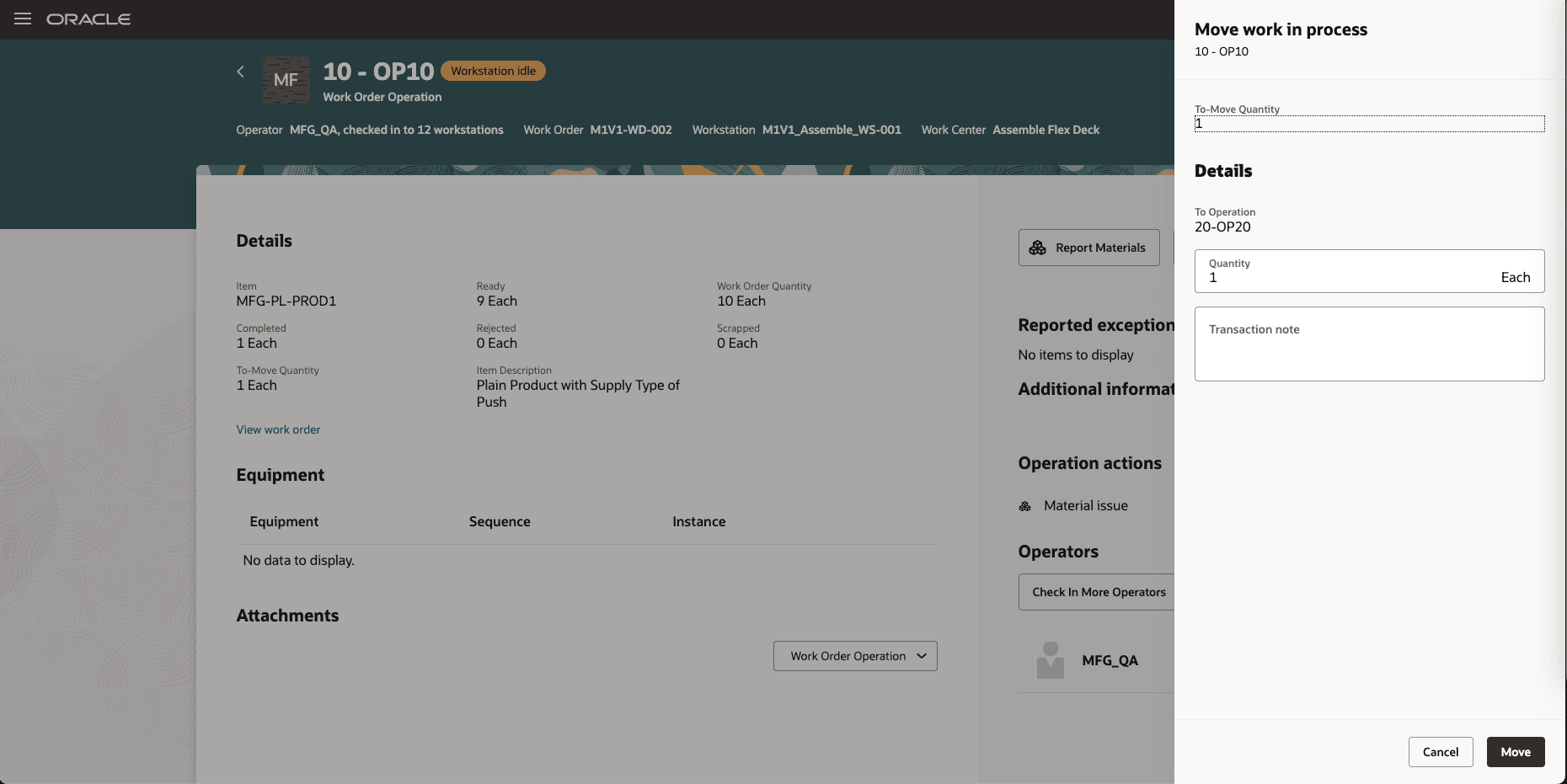 Drawer to move work in process