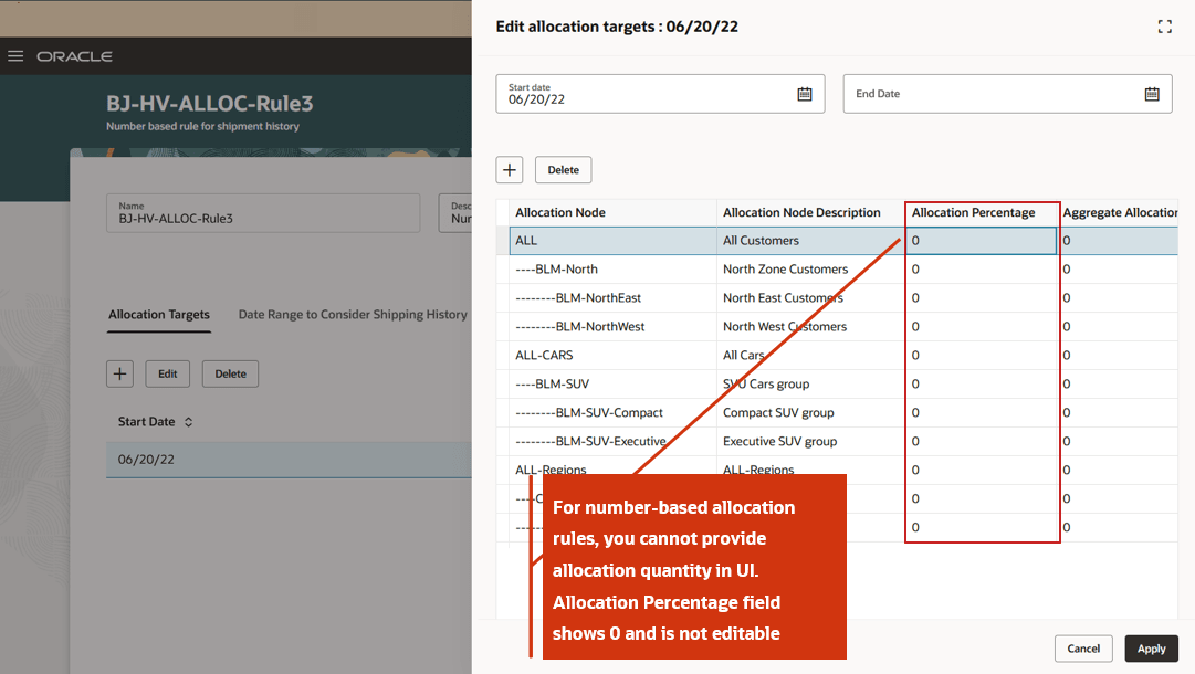 Number Based Supply Allocation Rule