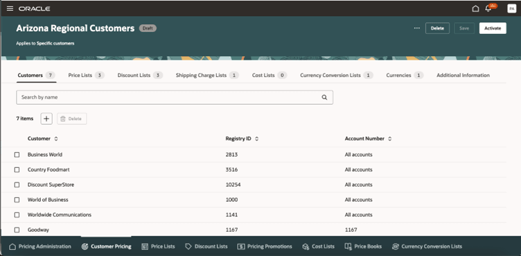 Click a link in the Group Name column, then view that group's pricing: