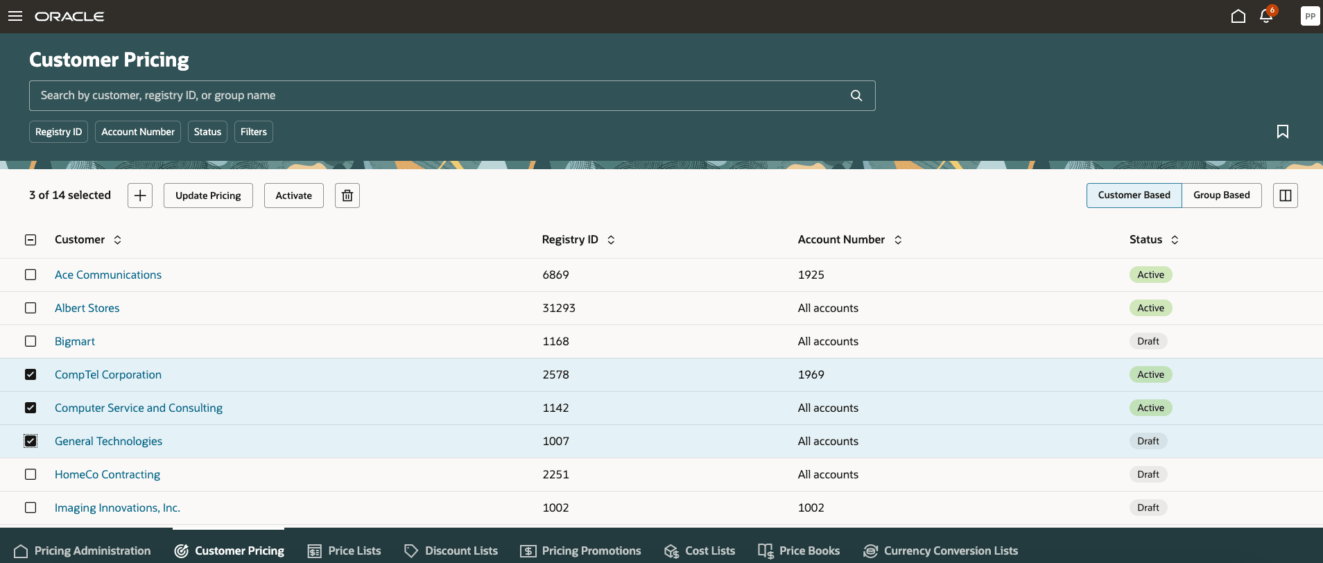 Update Pricing across multiple customer records