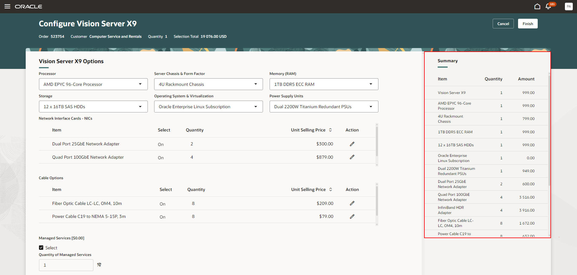 Configurator Running Summary