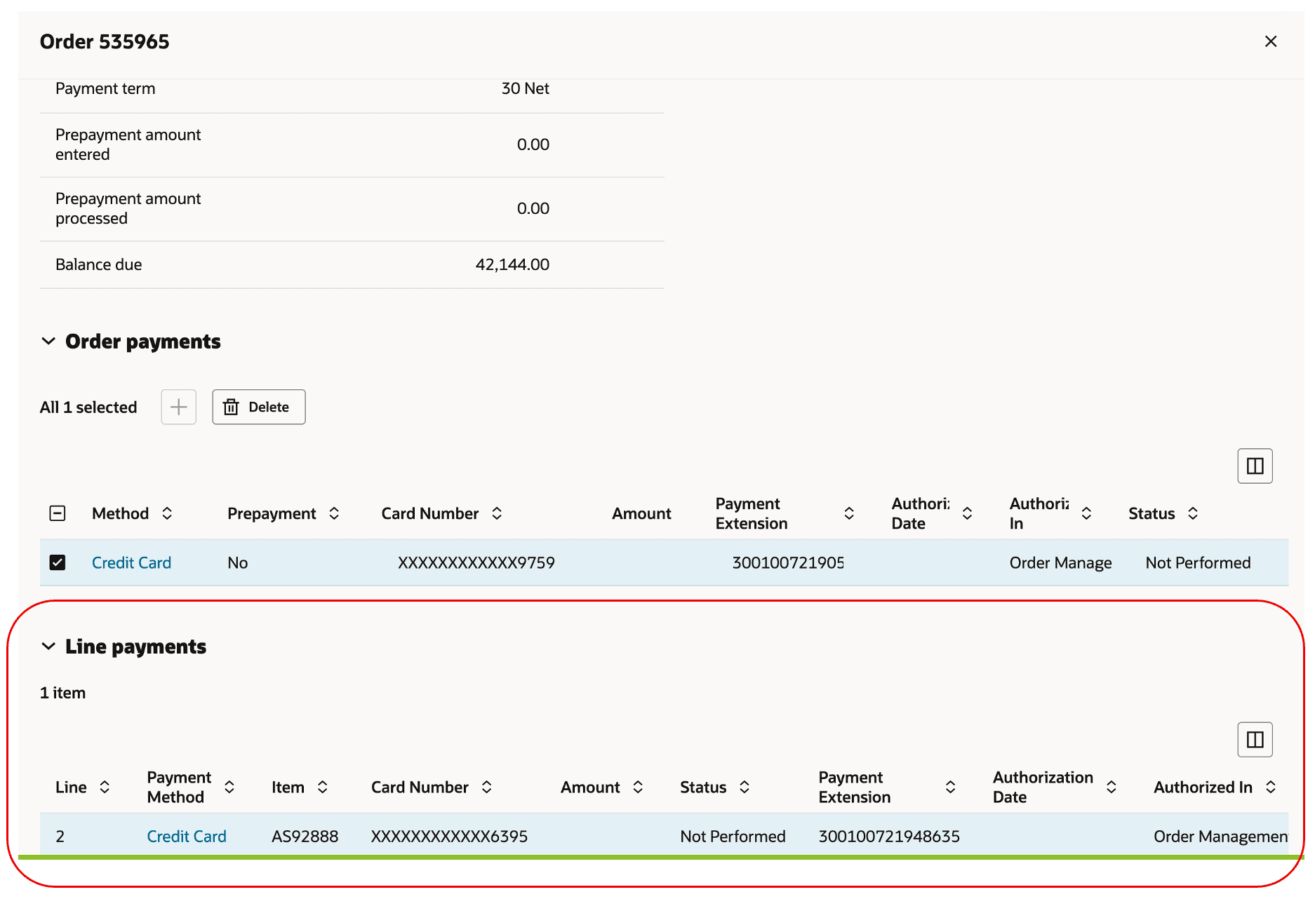 Line Payment Details
