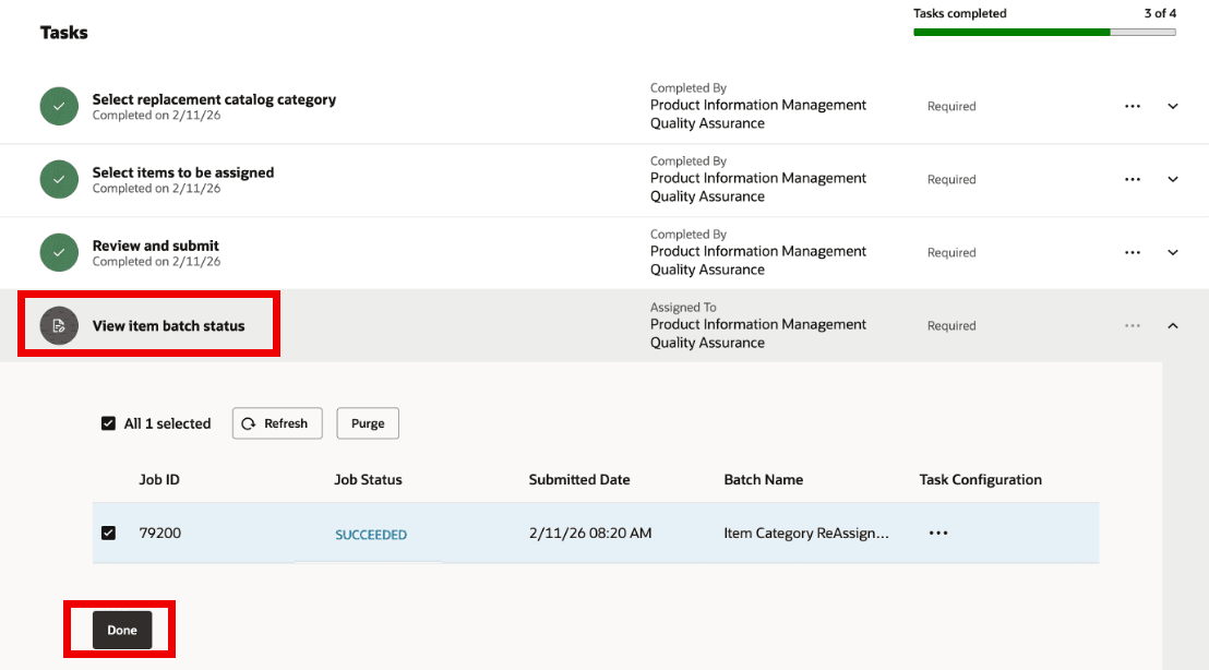 Task: View Item Batch Status