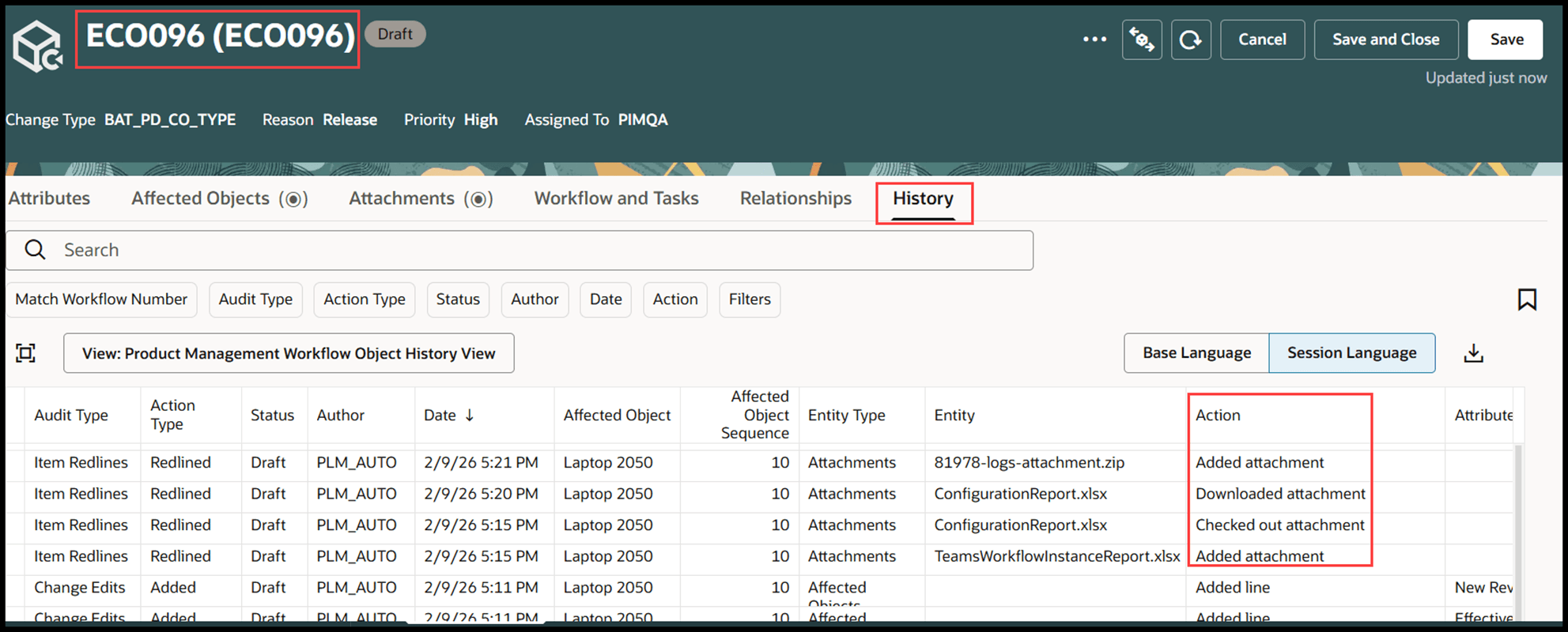 Attachment Audit Entries in Workflow History Tab