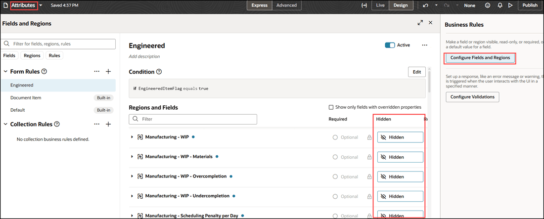Hide Operational Attributes Based on a Condition