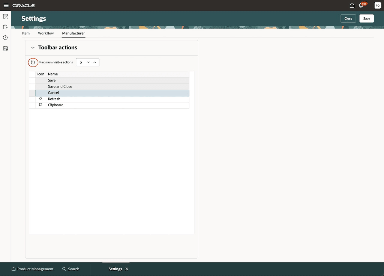 Reset to Default Action