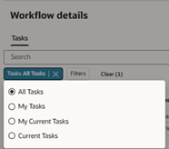 caption: Tasks Filter with All Tasks Selected