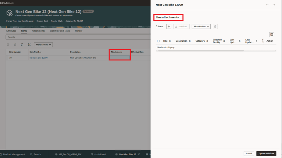 caption: Attachments Field on New Item Request and Line Attachments Drawer