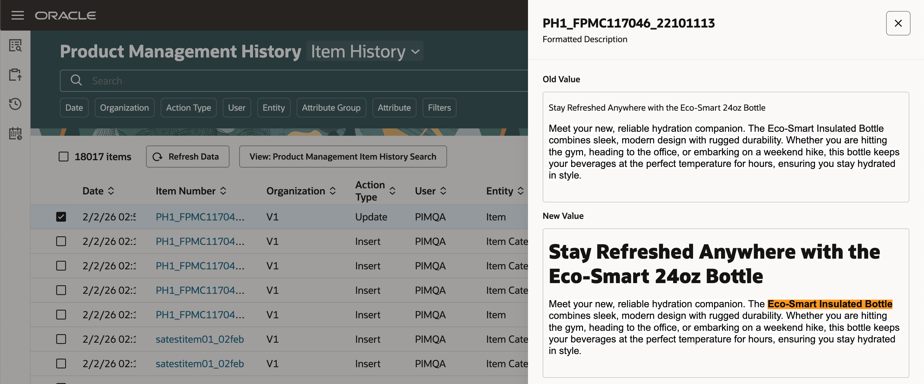 Formatted Description History