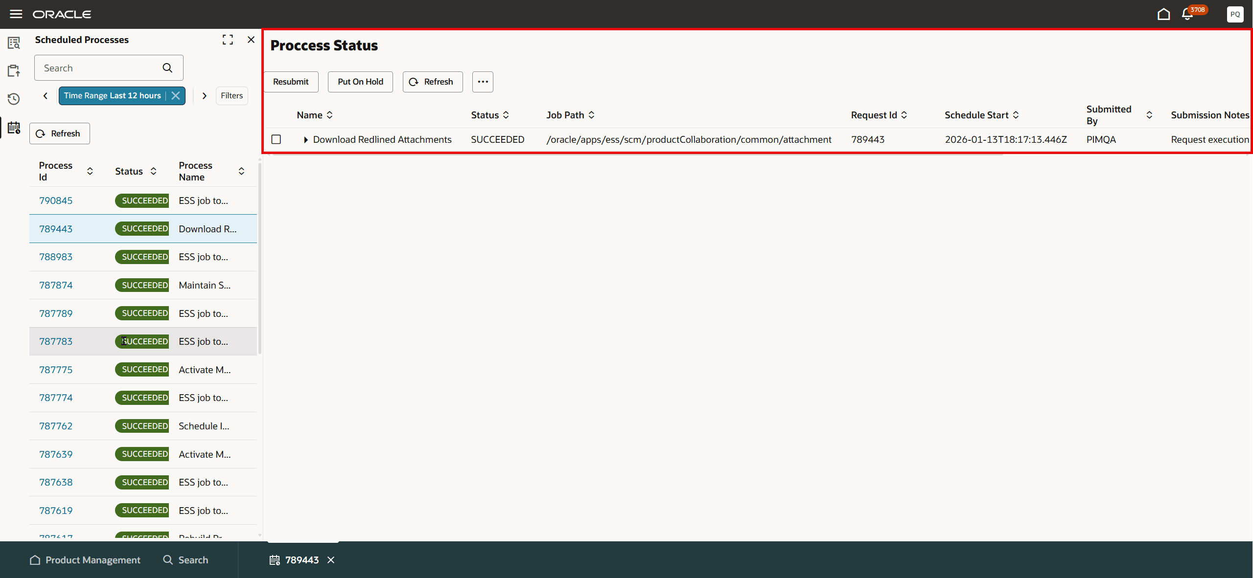 View the Details of the Scheduled Process in the Dynamic Tab