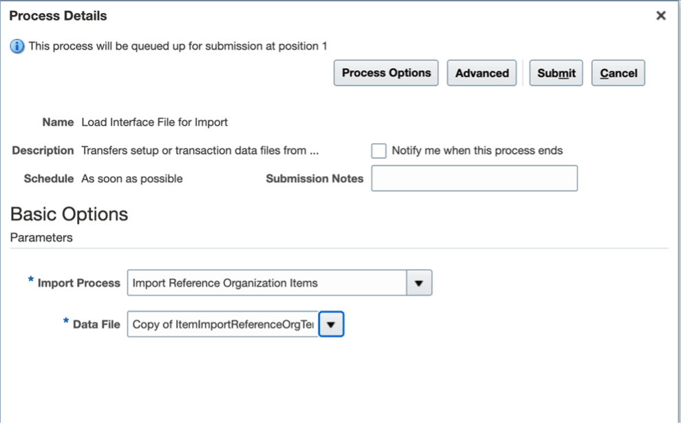 Load Interface File for Import Scheduled Process Detail