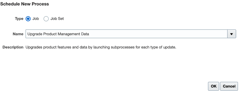 Upgrade Product Management Data Scheduled Process