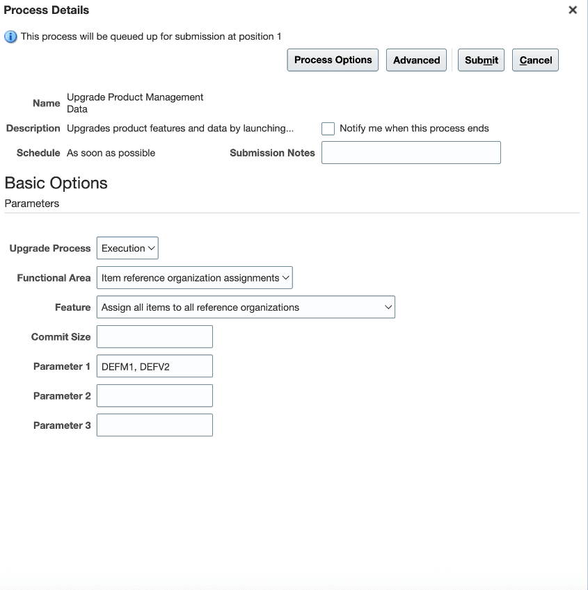 Upgrade Product Management Data&nbsp;Scheduled&nbsp;Process Details