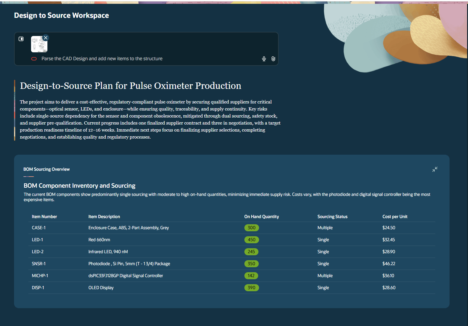 Screenshot shows how the CAD file is parsed by the app