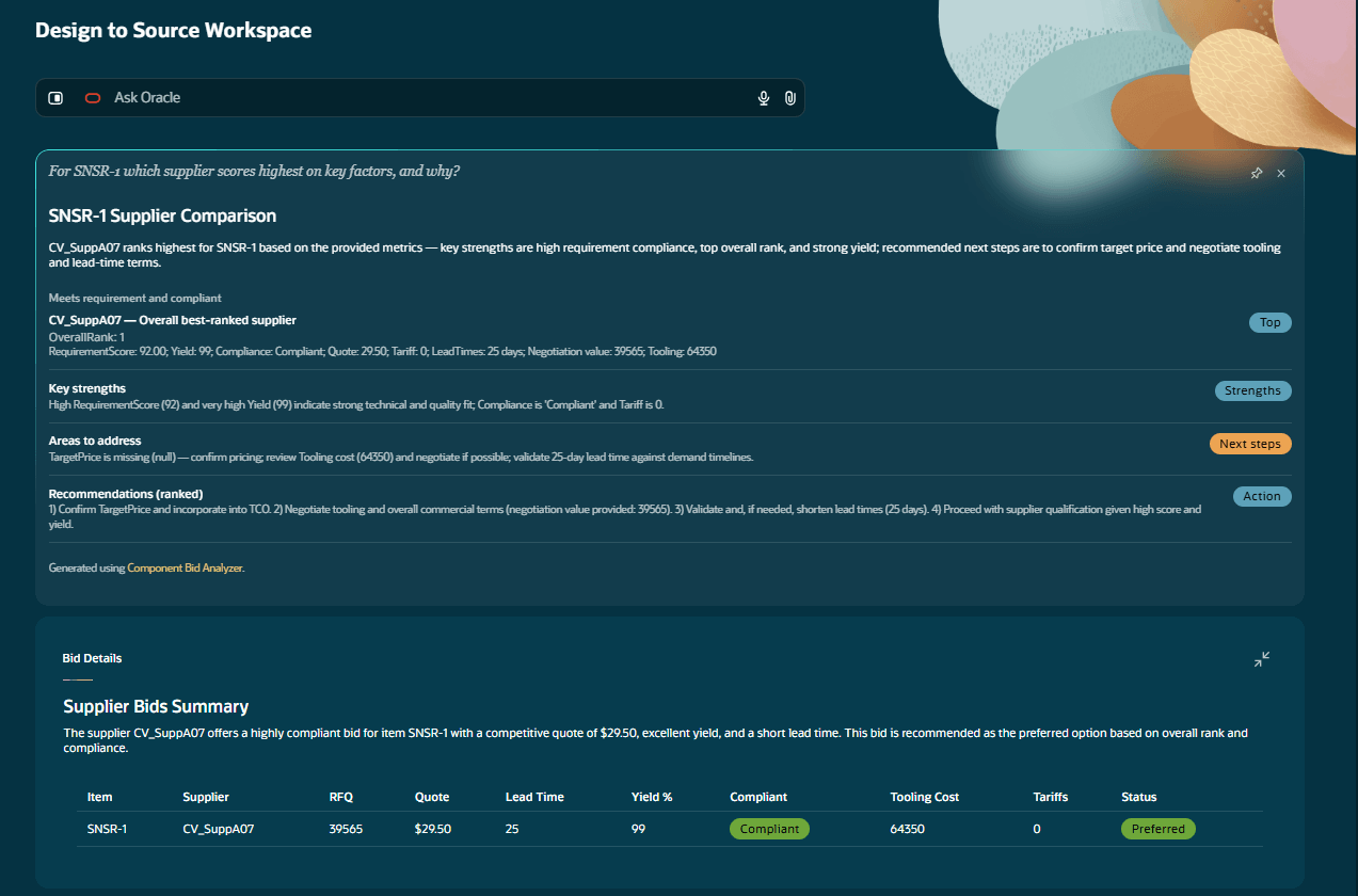 Screenshot showing the answer provided by the app for specific questions from user