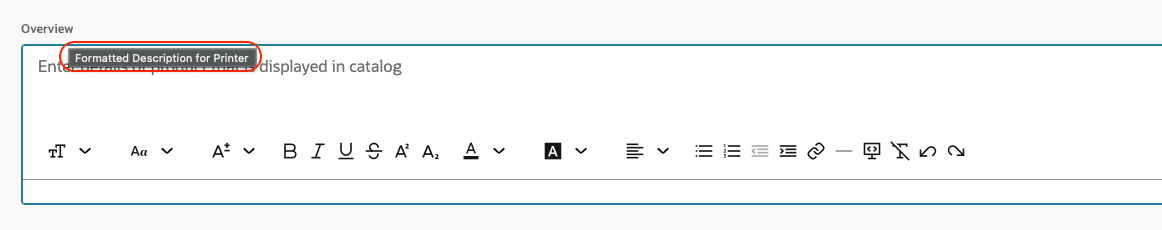 Single Row Attribute Group Rich Text Definition Help Text
