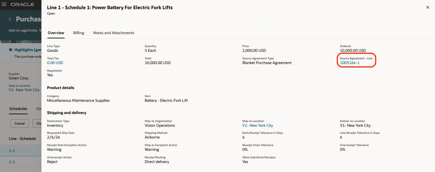 Source Agreement Hyperlink in View PO Schedules Drawer