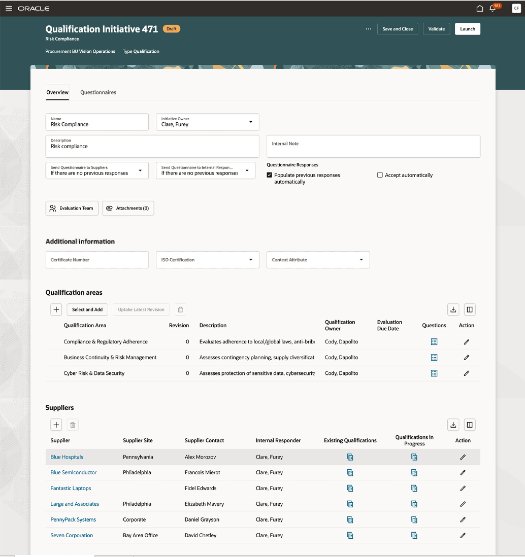 Initiative - Overview tab