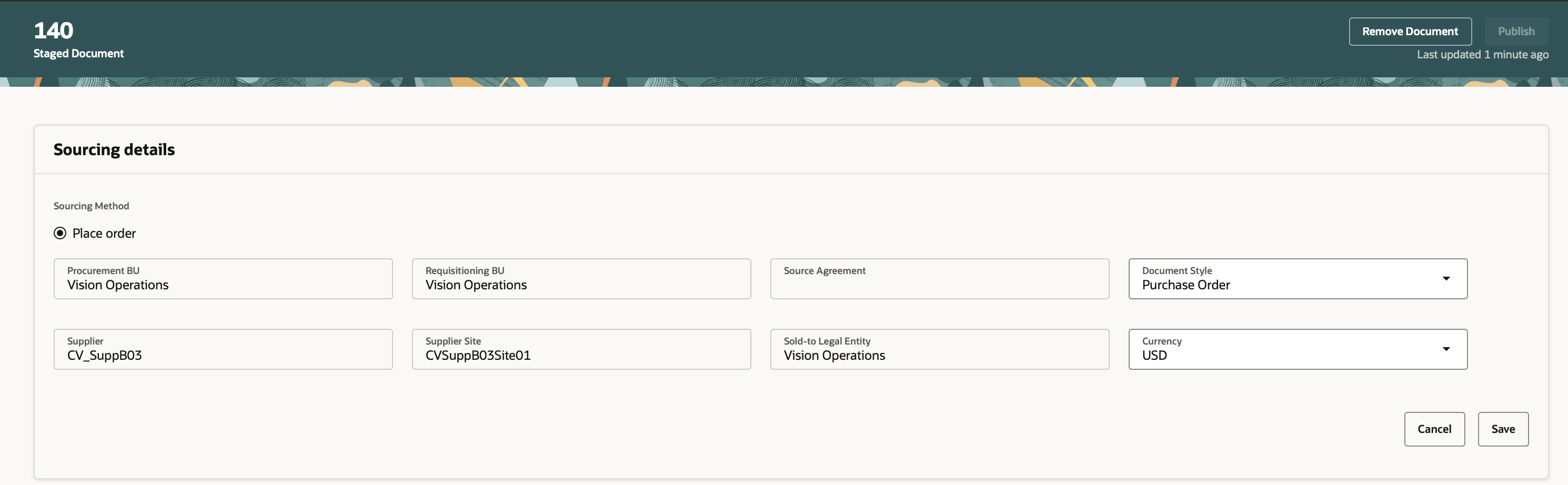 Stage a credit requisition line